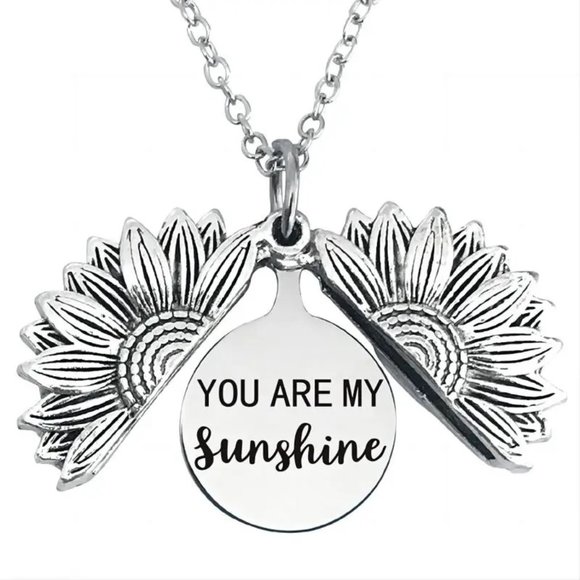 Sunflower Charm Stainless Steel Pendant Locket Necklace and Earring Set NEW - Picture 1 of 6